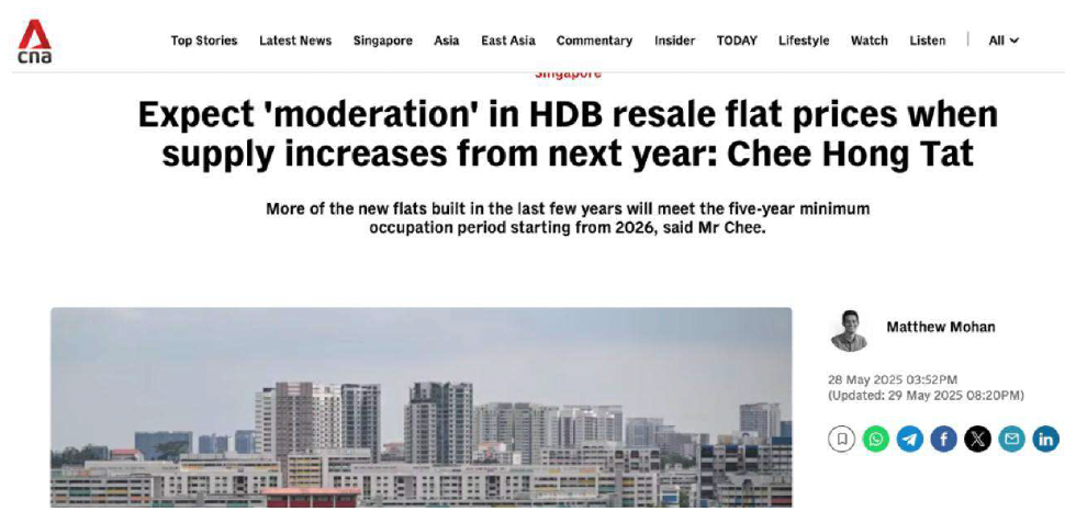 CNA News moderation in HDB resale Prices